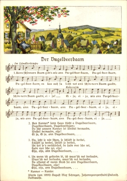 Song Postcard Vogel, Wilhelm, The Vugelbeerbaam, Can there be a more beautiful tree, Landscape idyll