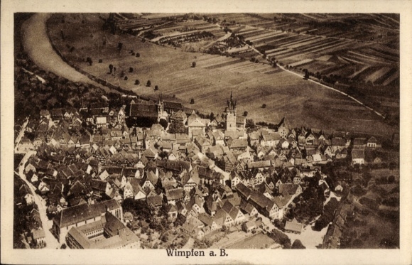 Postcard Wimpfen am Berg Bad Wimpfen am Neckar, aerial photograph