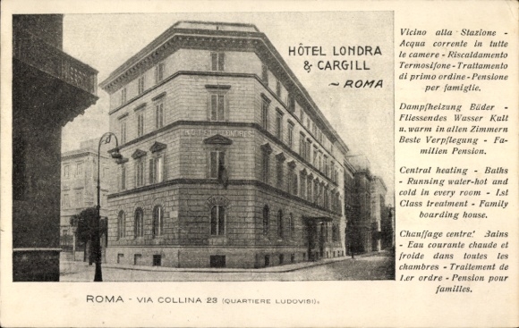 Ak Roma Rom Lazio, Via Collina, Hotel Londra & Cargill
