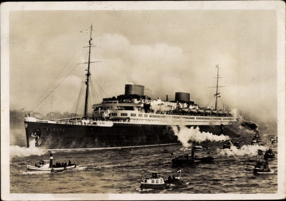 Postcard Steamer Europa, Norddeutscher Lloyd Bremen, four-screw turbine express steamer