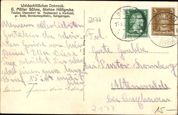 Postcard Dobrock Wingst in Lower Saxony, Waldschlösschen, owner G. Möller Söhne, station Höftgrube