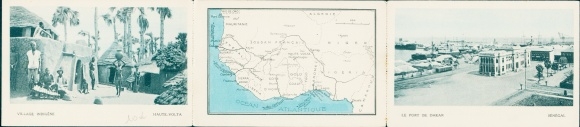 Klapp Ak Haute Volta Ivoorkust, Village Indigène, Dakar Senegal, Haven, Kaart