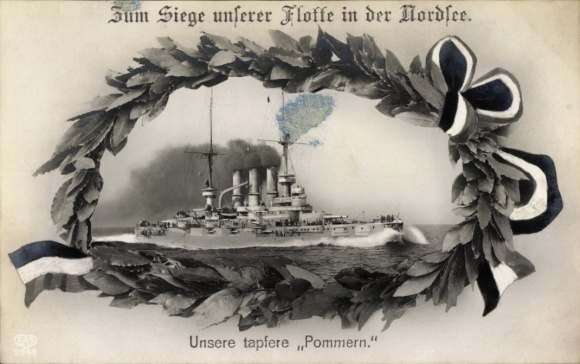 Passepartout Ak Deutsches Kriegsschiff, SMS Pommern, Kaiserliche Marine, EAS 2945