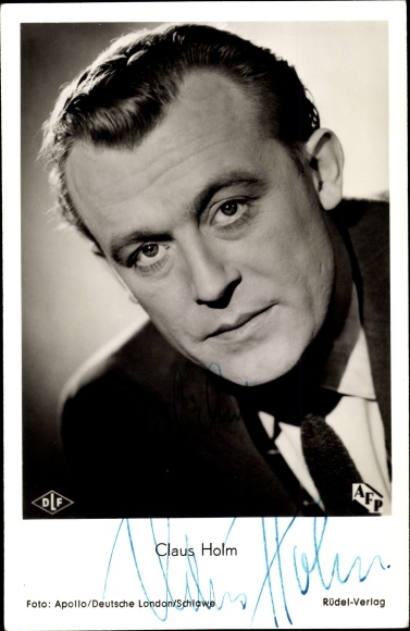 KP aktor Claus Holm, portret, autograf