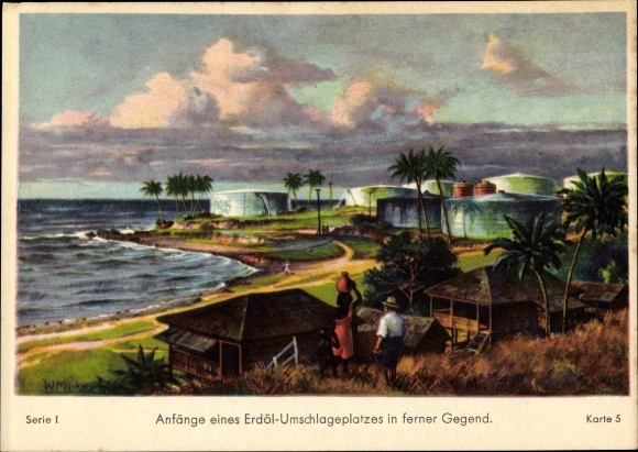 Artist PC Merker, W., Shell crude oil transshipment point, Rhenania Ossag, advertising