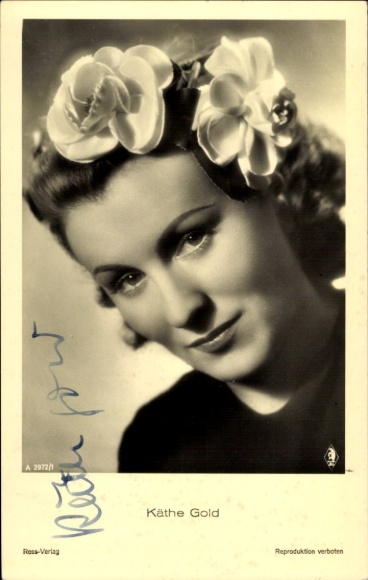 Ak Schauspielerin Käthe Gold, Portrait mit Blumen im Haar