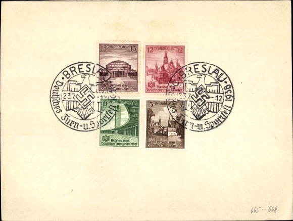 Postcard Wrocław Breslau Silesia, Gymnastics and Sports Festival 1938