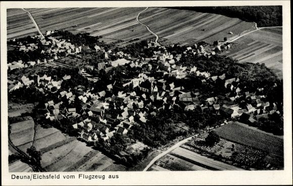 Ak Deuna Niederorschel im Eichsfeld Thüringen, Fliegeraufnahme