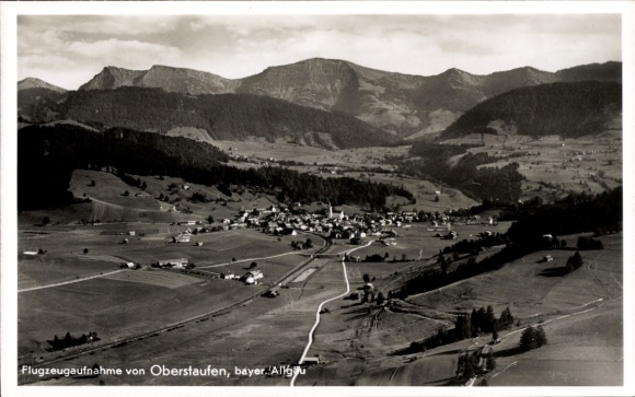 Postcard Oberstaufen in Allgäu, aerial photograph