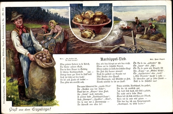 Lied Ak Schneider, Rud., Aardäppel Lied, Kartoffellese, Verlag Wilhelm Vogel