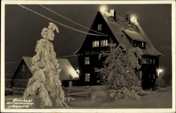 Foto Ak Waldidylle Altenberg im Osterzgebirge, Fremdenheim Zugspitze, Winteransicht