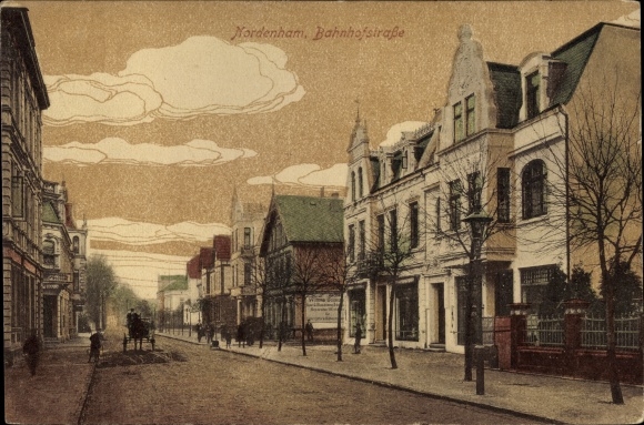 Postcard Nordenham in Lower Saxony, Bahnhofstrasse