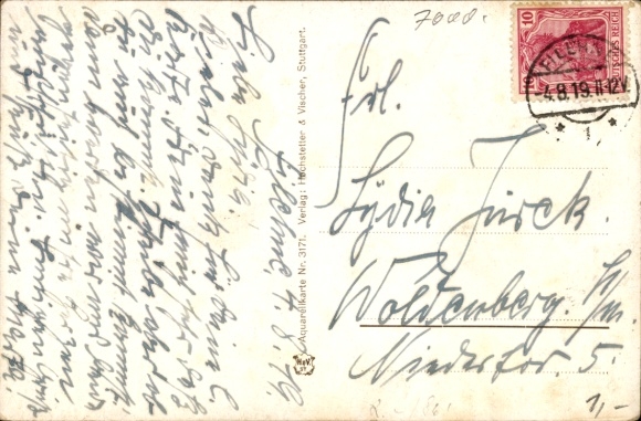 Artysta KP Marschall, Stuttgart, Turmstraße na starówce, ratusz