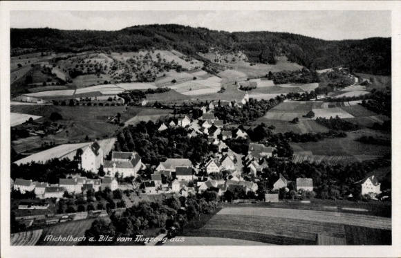 Postcard Michelbach an der Bilz Württember, aerial photograph