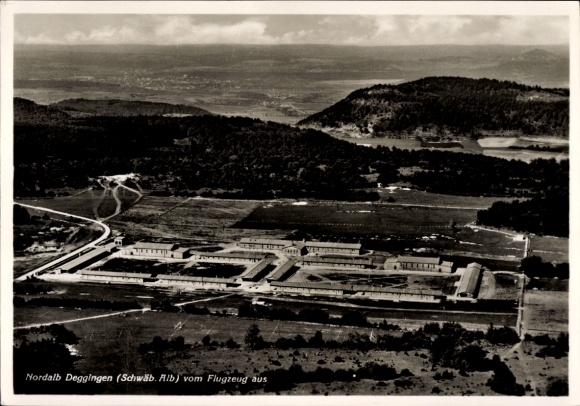 Postcard Deggingen in Württemberg, aerial photograph