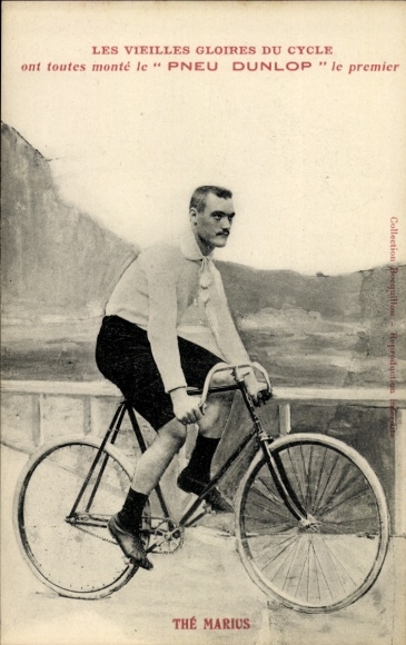 Ak Radrennfahrer Marius Thé, Pneu Dunlop, Reklame