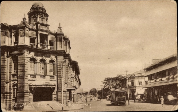 PC Colombo Ceylon Sri Lanka, main street, tram