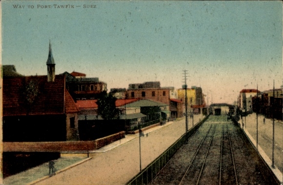 Ak Suez Ägypten, Bahnhof