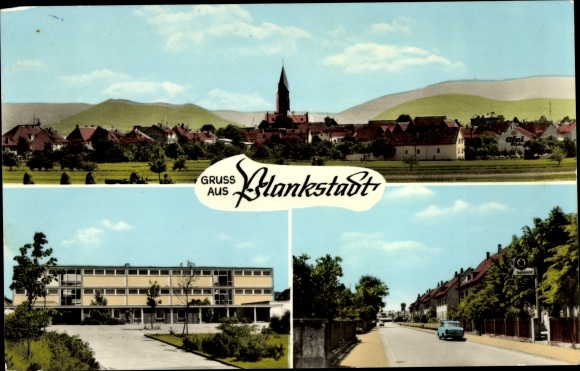 Postcard Plankstadt in the Electoral Palatinate, general view, partial views