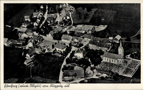 Postcard Eisenharz Argenbühl in Allgäu, aerial photograph