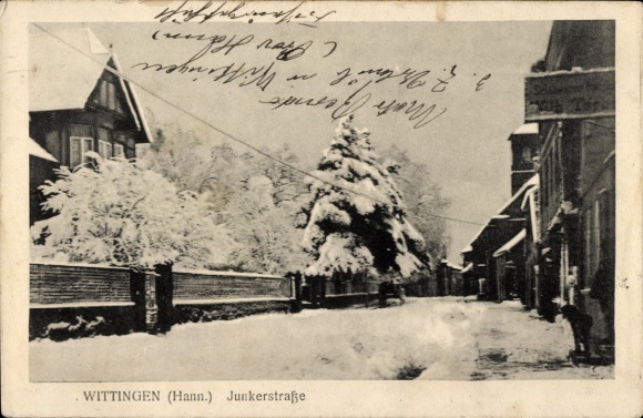 Ak Wittingen in Niedersachsen, Junkerstraße, Winter