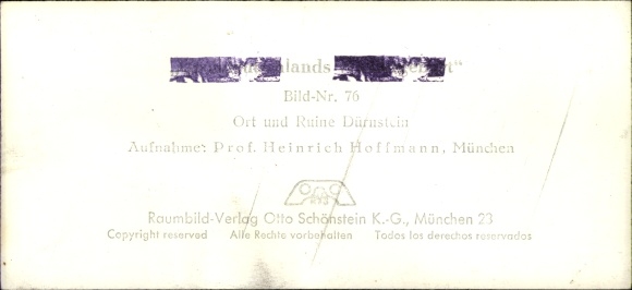 Stereofoniczne zdjęcie przestrzenne odrodzenia Wielkich Niemiec nr 73, Dürnstein Dolna Austria, ruina, miejsce