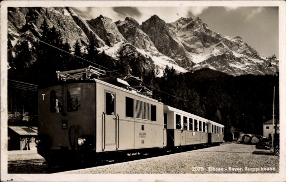 Postcard Grainau in the Garmisch Partenkirchen district, Eibsee, station of the Bavarian Zugspitzbahn