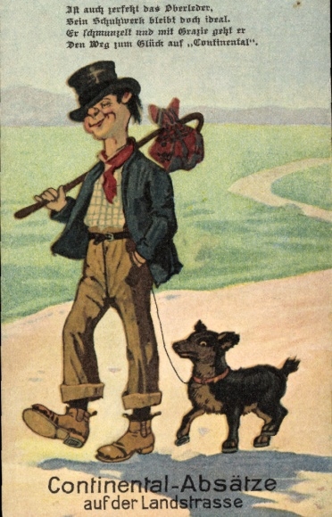 Ak Landstreicher mit Hund, Continental Absätze