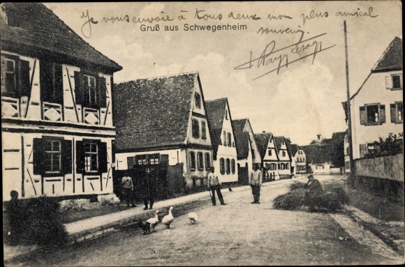 Ak Schwegenheim in Rheinland Pfalz, Straßenpartie