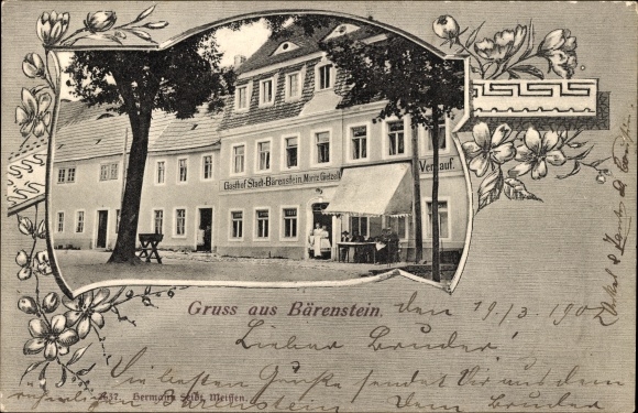 Passepartout Ak Bärenstein Erzgebirge, Gasthof Stadt Bärenstein