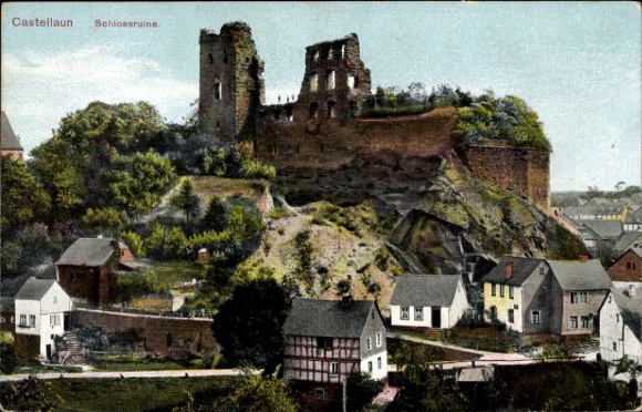 Postcard Kastellaun in the Hunsrück, castle ruins