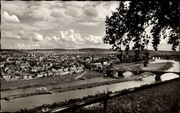 Ak Trier an der Mosel, Blick auf  Mosel, Fluss, Brücke, Landschaft