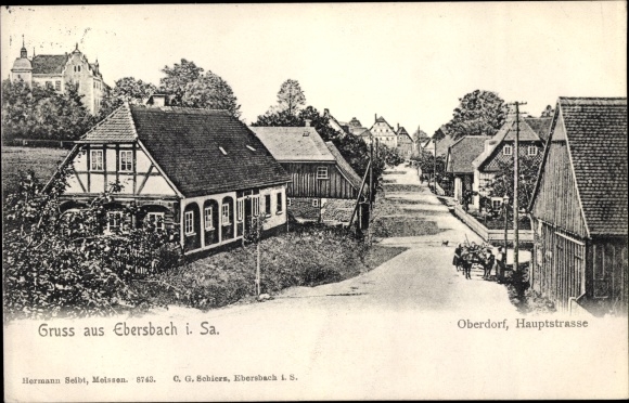 Postcard Ebersbach Neugersdorf in Saxony, main street