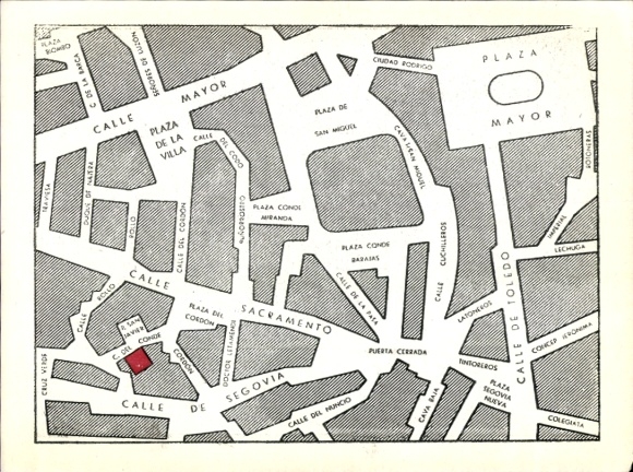 Ansichtkaart San Javier Murcia Stad Spanje, blik in het café, plattegrond op de achterkant