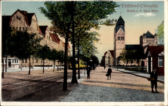 Ak Oberkassel Düsseldorf am Rhein, Düsseldorf-Obercaffel, Partieverd. Lueg Allee, Straßenansic...
