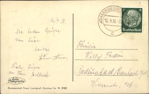Postcard Johanngeorgenstadt in the Ore Mountains, gym and sports hall