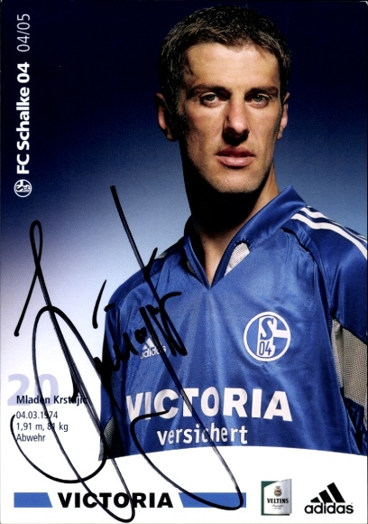 Autograph card footballer Mladen Krstajic, FC Schalke 04, autograph