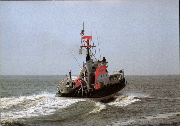 Postcard sea rescue cruiser with daughter boat Otto Schülke, sea rescue