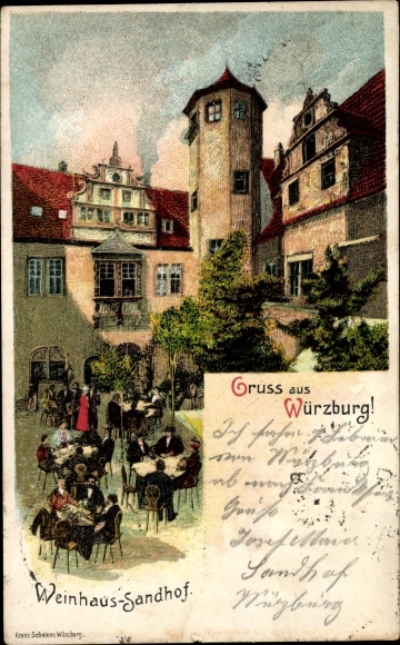 Chromo-Litho Würzburg am Main Lower Franconia, Weinhaus Sandhof