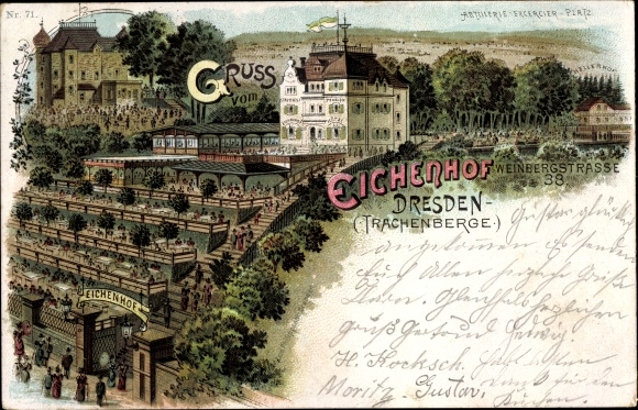 Chromo-Litho Dresden Trachenberge, Eichenhof, Weinbergstrasse, artillery parade ground