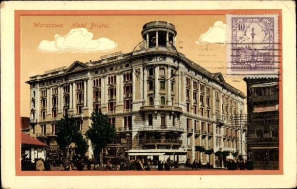 Postcard Warszawa Warsaw Poland, Hotel Bristol