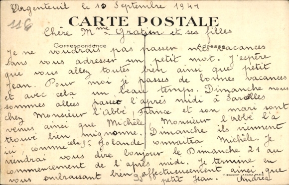 Postcard Argenteuil Val d'Oise, center of veneration of Joan of Arc, the chapel, Rue de la Liberte