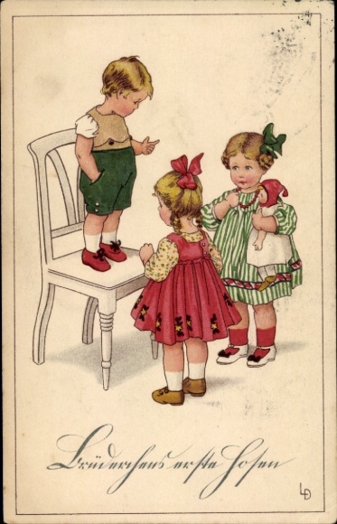 Artist Postcard Döring, Lia, little brother's first pants, children