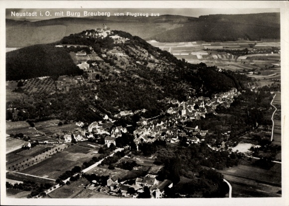 Ak Neustadt Breuberg im Odenwald, Burg Breuberg, Fliegeraufnahme