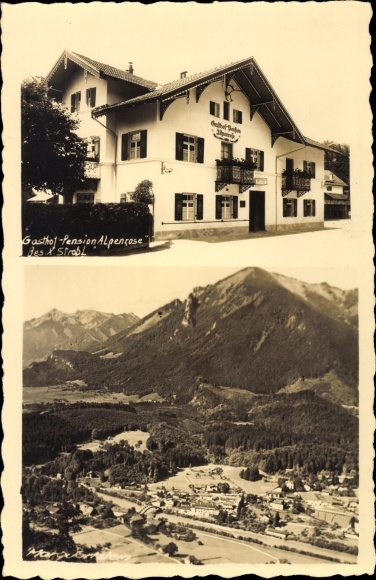 KP Marquartstein w powiecie Traunstein w Górnej Bawarii, Gasthof Pension Alpenrose, Bes. X. Strobl, Panorama