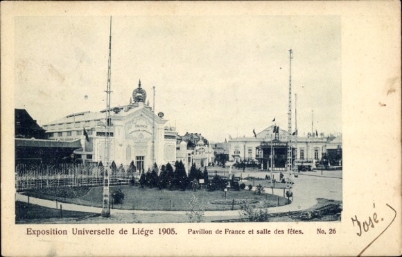 Postcard Liège Liège Wallonia, World Exhibition 1905, French Pavilion, Festival Hall
