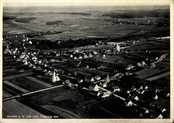 Postcard Senden in Schwaben, aerial photograph