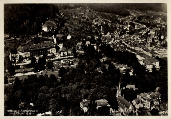 Postcard Bad Wildbad in the Black Forest, aerial view of Wildbad, Black Forest, hotel, city view