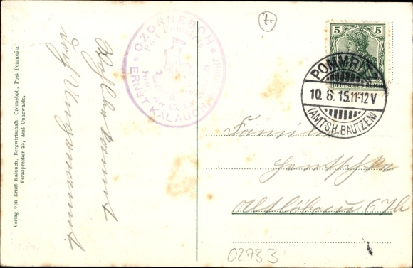 Postcard Cunewalde in the district of Bautzen, inn, owner Ernst Kalauch, observation tower, Czorneboh