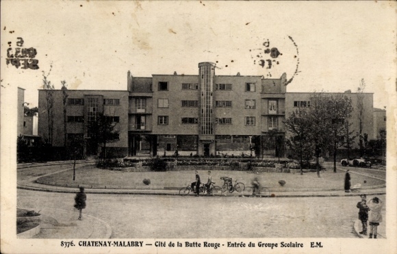 Postcard Châtenay Malabry Hauts de Seine, Cite de la Butte Rouge, Entree du Groupe Scolaire